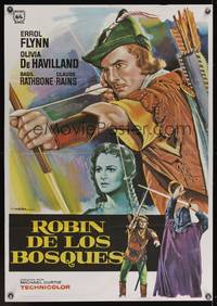 7g101 ADVENTURES OF ROBIN HOOD Spanish R78 best different art of Errol Flynn as Robin Hood by Mac!