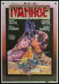 7g113 IVANHOE Spanish '52 different art of Elizabeth Taylor, Robert Taylor & Joan Fontaine!