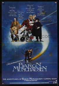 7h123 ADVENTURES OF BARON MUNCHAUSEN teaser 1sh '89 Terry Gilliam, completely different!
