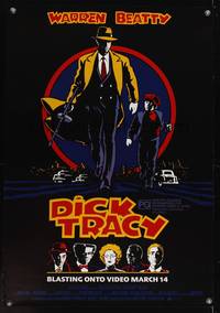 7h129 DICK TRACY video Aust 1sh '90 cool completely different art of Warren Beatty & villains!