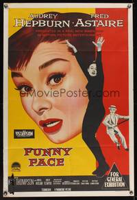 7h131 FUNNY FACE Aust 1sh '57 art of Audrey Hepburn close up & full-length + Fred Astaire!