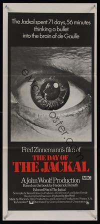 7h154 DAY OF THE JACKAL Aust daybill '73 Fred Zinnemann classic, master killer Edward Fox!