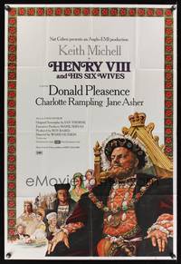 7h114 HENRY 8 & HIS 6 WIVES English 1sh '73 Kieth Mitchell as Henry VIII, Charlotte Rampling