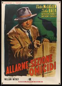 7h203 CITY OF SHADOWS Italian 1p '55 different art of Victor McLaglen pointing gun by Enzo Nistri!