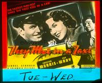 7j051 THEY MET IN A TAXI glass slide '36 close up of Chester Morris & beautiful Fay Wray!