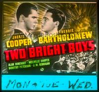 7j058 TWO BRIGHT BOYS glass slide '39 Jackie Cooper & Freddie Bartholomew on a Texas oil ranch!
