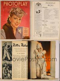 7j069 PHOTOPLAY magazine March 1944, portrait of Joan Fontaine with fur by Paul Hesse!