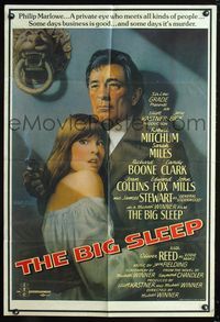 7k071 BIG SLEEP English 1sh '78 art of Robert Mitchum & sexy Candy Clark by Richard Amsel!