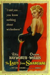 7k001 LADY FROM SHANGHAI 1sh '47 incredible full-length art of sexiest Rita Hayworth, Orson Welles