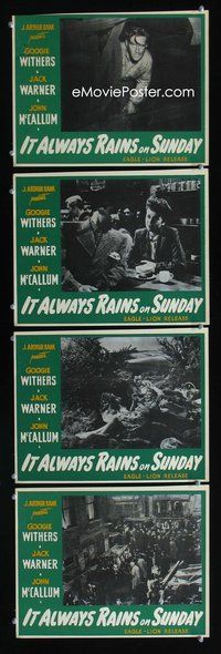 7m681 IT ALWAYS RAINS ON SUNDAY 4 4 English LCs '49 Googie WIthers & Jack Warner!