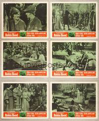 7m338 ADVENTURES OF ROBIN HOOD 6 LCs R64 Errol Flynn as Robin Hood, Olivia De Havilland!