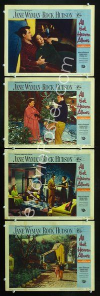7m603 ALL THAT HEAVEN ALLOWS 4 LCs '55 romantic images of Rock Hudson & Jane Wyman!