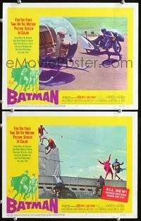 7m831 BATMAN 2 LCs '66 DC Comics, Adam West & Burt Ward fight bad guys!