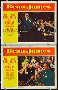 7m832 BEAU JAMES 2 LCs '57 great images of Bob Hope as New York City Mayor Jimmy Walker!