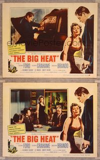 7m833 BIG HEAT 2 LCs '53 Glenn Ford & sexy Gloria Grahame, Fritz Lang noir!