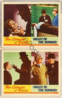 7m854 CATMAN OF PARIS/VALLEY OF THE ZOMBIES 2 LCs '56 cool monster double-bill!