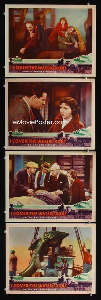 7m672 I COVER THE WATERFRONT 4 LCs '33 Claudette Colbert, Ben Lyon, Ernest Torrence!