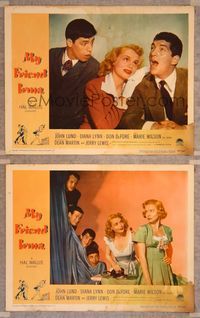 7m929 MY FRIEND IRMA 2 LCs '49 first Dean Martin & Jerry Lewis, great image of peeping on girls!