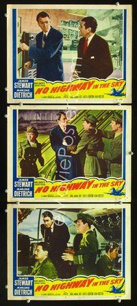7m803 NO HIGHWAY IN THE SKY 3 LCs '51 James Stewart being restrained in aviation disaster thriller!