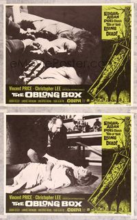 7m933 OBLONG BOX 2 LCs '69 Vincent Price, Christopher Lee, Edgar Allan Poe, horror border art!