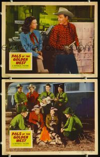 7m939 PALS OF THE GOLDEN WEST 2 LCs '51 great image of Roy Rogers & Dale Evans around a campfire!