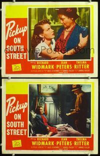 7m941 PICKUP ON SOUTH STREET 2 LCs '53 Richard Widmark & Jean Peters in Samuel Fuller noir classic!