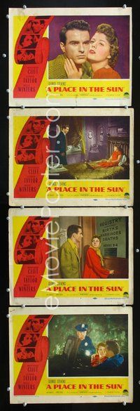 7m725 PLACE IN THE SUN 4 LCs '51 George Stevens, close-up of Montgomery Clift, Shelley Winters!