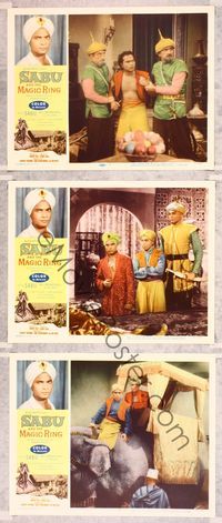 7m809 SABU & THE MAGIC RING 3 LCs '57 great images of Sabu in Arabian adventure fantasy!