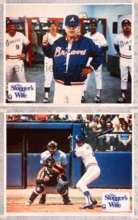 7m963 SLUGGER'S WIFE 2 LCs '85 baseball, Michael O'Keefe at bat!