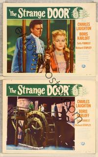 7m970 STRANGE DOOR 2 LCs '51 Robert Louis Stevenson, Charles Laughton, pretty Sally Forrest!