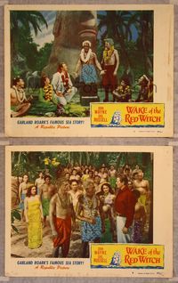 7m991 WAKE OF THE RED WITCH 2 LCs '49 John Wayne & Gail Russell in South Seas!
