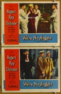 7m996 WE'RE NO ANGELS 2 LCs '55 Humphrey Bogart, Aldo Ray & Peter Ustinov!
