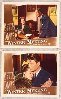 7m999 WINTER MEETING 2 LCs '48 romantic close-up of Janis Paige & Jim Davis!