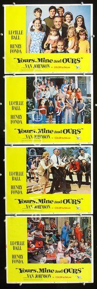 7m785 YOURS, MINE & OURS 4 LCs '68 Lucille Ball & Henry Fonda w/18 kids!