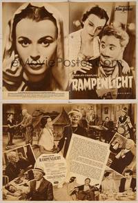 7p187 LIMELIGHT German program '52 different images of Charlie Chaplin & pretty Claire Bloom!
