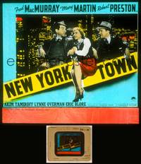 7p021 NEW YORK TOWN glass slide '41 Mary Martin between Fred MacMurray & Robert Preston!