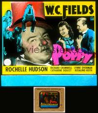 7p023 POPPY glass slide '36 super close up of W.C. Fields + Rochelle Hudson & cast members!