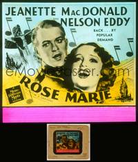 7p027 ROSE MARIE glass slide R40s super close up of singing Jeanette MacDonald & Nelson Eddy!