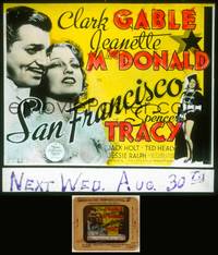 7p029 SAN FRANCISCO glass slide '36 close up of smiling Clark Gable & sexy Jeanette MacDonald!