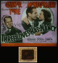 7p042 THREE LOVES HAS NANCY glass slide '38 Janet Gaynor between Robert Montgomery & Franchot Tone