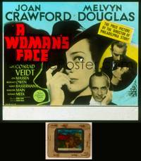 7p049 WOMAN'S FACE glass slide '41 Joan Crawford covering face with hat, Best Picture of 1941!