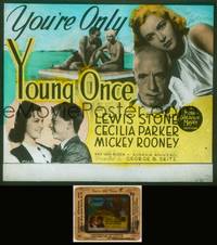 7p050 YOU'RE ONLY YOUNG ONCE glass slide '37 Lewis Stone's first time as Judge Hardy, Rooney!