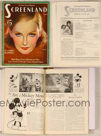 7p061 SCREENLAND magazine August 1933, wonderful artwork of Greta Garbo by Charles Sheldon!