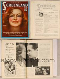 7p065 SCREENLAND magazine December 1933, art of smiling Joan Crawford by Charles Sheldon!