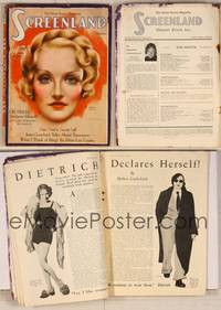 7p063 SCREENLAND magazine October 1933, art portrait of Marlene Dietrich by Charles Sheldon!