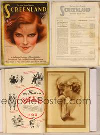 7p062 SCREENLAND magazine September 1933, wonderful art of Katharine Hepburn by Charles Sheldon!