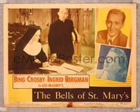 7r158 BELLS OF ST. MARY'S LC '46 close up of priest Bing Crosby spying on nun Ingrid Bergman!