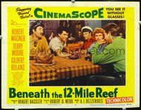 7r159 BENEATH THE 12-MILE REEF LC #2 '53 young Robert Wagner, pretty Terry Moore & Gilbert Roland!