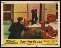 7r162 BIG CLOCK LC #2 '48 great image of Charles Laughton trapped in board room pointing gun!