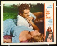 7r227 COLD WIND IN AUGUST LC #7 '61 Scott Marlowe laying on ground with sexy Lola Albright!